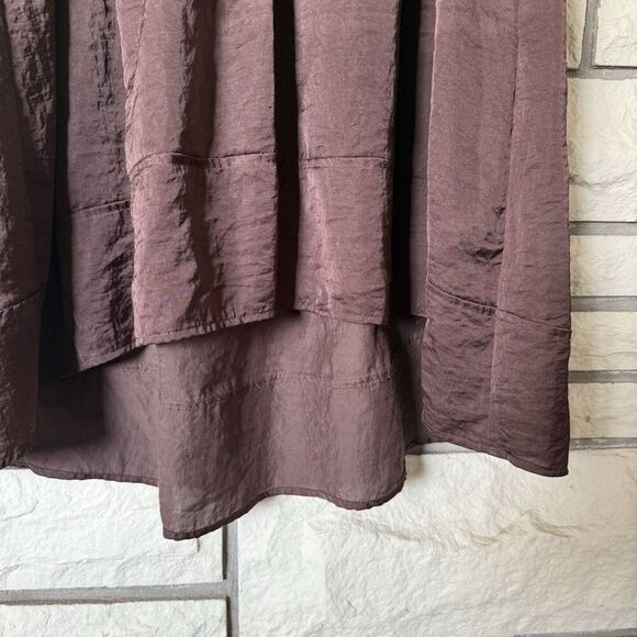 Lane Bryant Women’s Skirt Chocolate Brown Shimmer High Low Comfy Waist Sz 18/20 - Picture 5 of 6